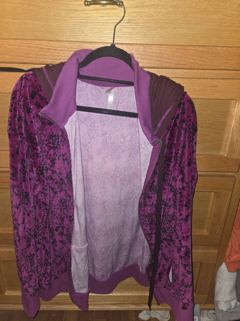 LuLaRoe Purple Floral Velour Zip Jacket